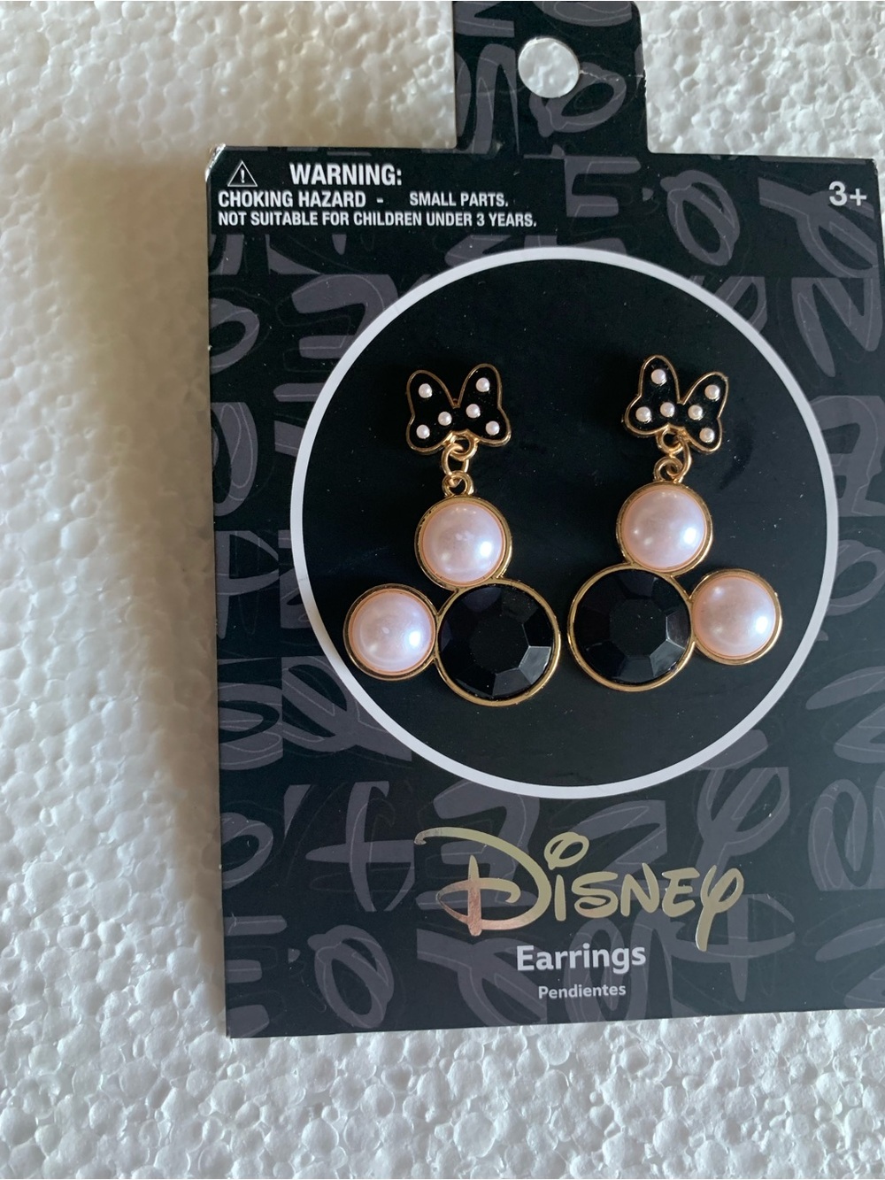 Disney Black and Pearl Bow Minnie Mouse Drop Earrings